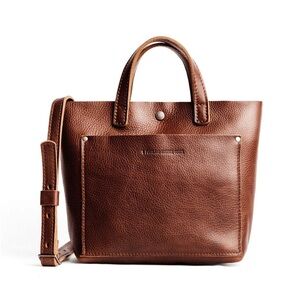 PORTLAND LEATHER Mini Crossbody Tote in Nutmeg